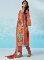 Vegaa Fashion Red Organza Embroidered Party Wear Suit - Distacart