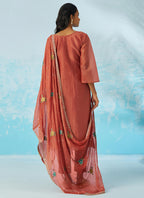 Vegaa Fashion Red Organza Embroidered Party Wear Suit - Distacart