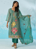 Vegaa Fashion Turquoise Organza Embroidered Party Wear Suit - Distacart