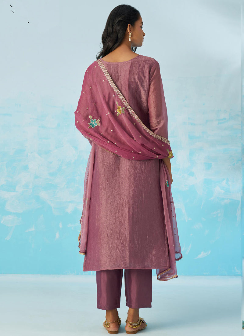 Vegaa Fashion Lavender Organza Embroidered Party Wear Suit - Distacart