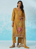 Vegaa Fashion Mustard Organza Embroidered Party Wear Suit - Distacart