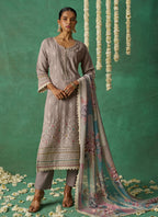 Vegaa Fashion Beige Pure Organza Embroidered Wedding Wear Suit - Distacart