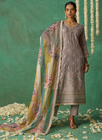 Vegaa Fashion Beige Pure Organza Embroidered Wedding Wear Suit - Distacart