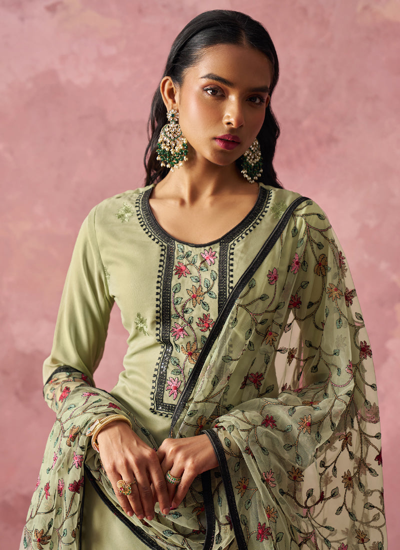 Vegaa Fashion Beige Georgette Embroidered Salwar Suit - Distacart