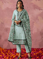 Vegaa Fashion Sky Blue Georgette Embroidered Salwar Suit - Distacart