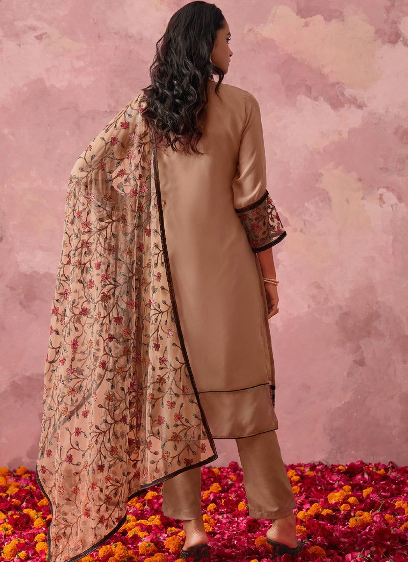 Vegaa Fashion Light Orange Georgette Embroidered Salwar Suit - Distacart