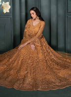 Vegaa Fashion Designer Orange Net Embroidery Bridal Lehenga
