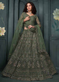 Vegaa Fashion Designer Mehendi Net Embroidery Bridal Lehenga