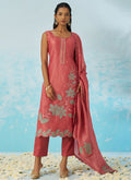 Vegaa Fashion Blush Red Silk Embroidered Designer Salwar Suit - Distacart