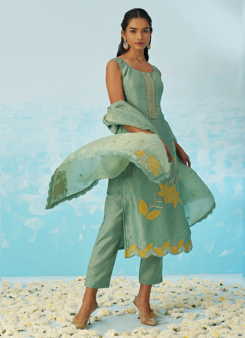 Vegaa Fashion Light Green Silk Embroidered Designer Salwar Suit - Distacart