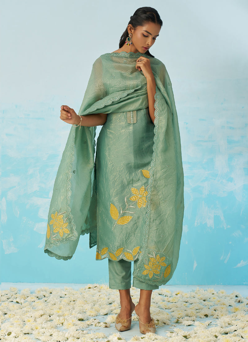 Vegaa Fashion Light Green Silk Embroidered Designer Salwar Suit - Distacart