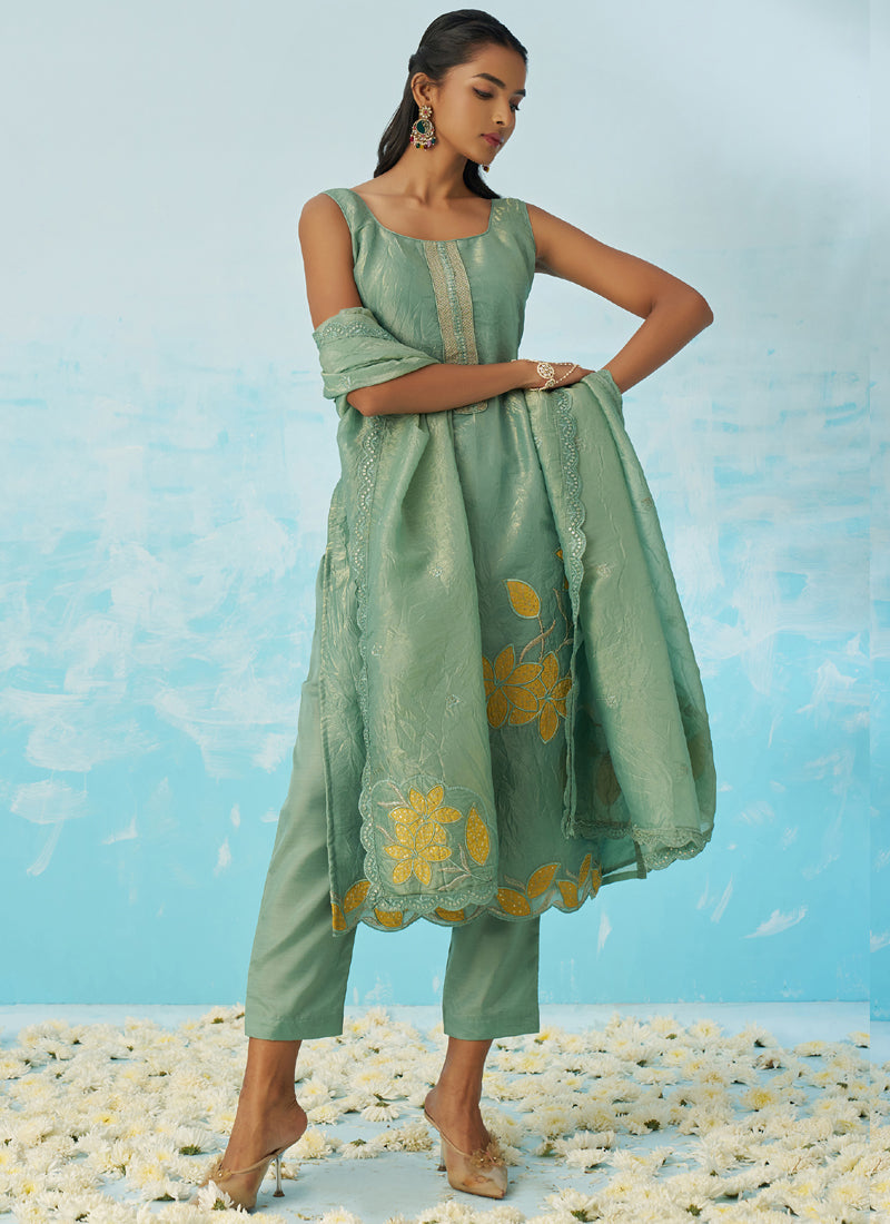 Vegaa Fashion Light Green Silk Embroidered Designer Salwar Suit - Distacart