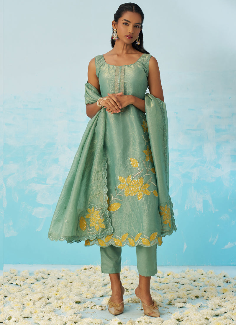 Vegaa Fashion Light Green Silk Embroidered Designer Salwar Suit - Distacart
