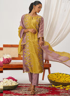 Vegaa Fashion Yellow Organza Embroidered Party Wear Suit - Distacart