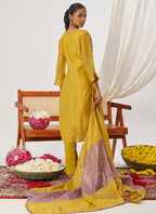 Vegaa Fashion Yellow And Lavender Organza Embroidered Party Wear Suit - Distacart