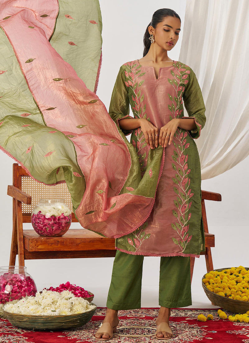Vegaa Fashion Peach Organza Embroidered Party Wear Suit - Distacart