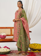 Vegaa Fashion Peach Organza Embroidered Party Wear Suit - Distacart