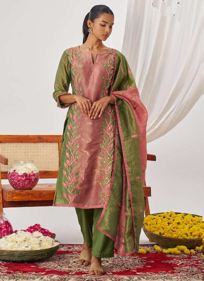 Vegaa Fashion Peach Organza Embroidered Party Wear Suit - Distacart