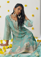 Vegaa Fashion Sky Blue Organza Embroidered Salwar Suit - Distacart
