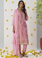Vegaa Fashion Baby Pink Organza Embroidered Salwar Suit - Distacart