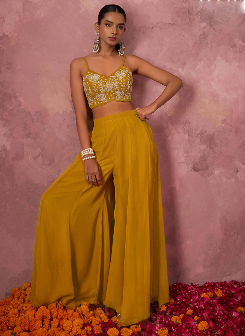 Vegaa Fashion Yellow Georgette Handwork Western Wear Suit - Distacart