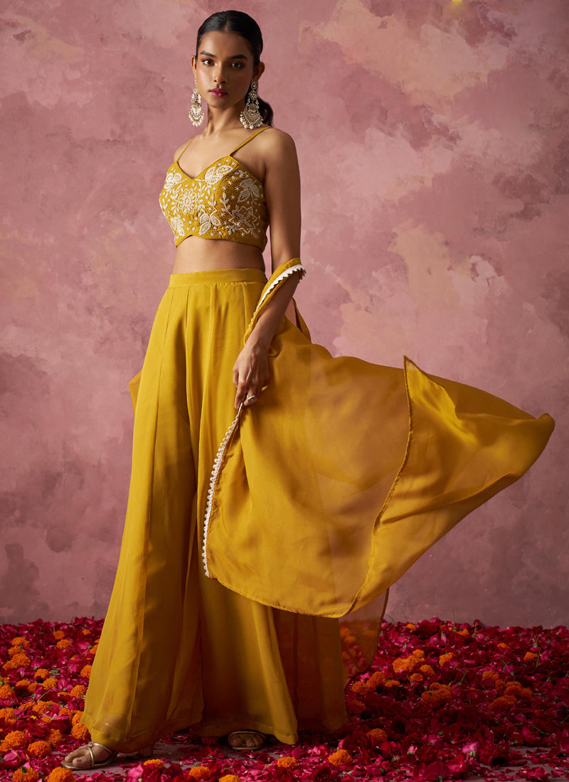 Vegaa Fashion Yellow Georgette Handwork Western Wear Suit - Distacart