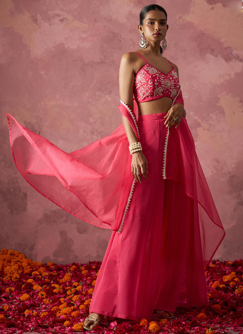 Vegaa Fashion Pink Georgette Handwork Western Wear Suit - Distacart