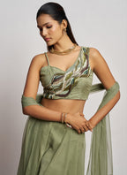 Vegaa Fashion Sea Green Georgette Khatli Work Western Sharara - Distacart
