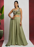 Vegaa Fashion Sea Green Georgette Khatli Work Western Sharara - Distacart