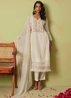 Vegaa Fashion Off White Pure Organza Embroidered Salwar Suit - Distacart