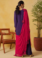 Vegaa Fashion Violet Organza Embroidered And Handwork Palazzo Suit - Distacart