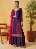 Vegaa Fashion Violet Organza Embroidered And Handwork Palazzo Suit - Distacart