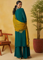 Vegaa Fashion Aqua Green Organza Embroidered And Handwork Palazzo Suit - Distacart