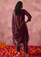 Vegaa Fashion Wine Georgette Embroidered Designer Salwar Suit - Distacart