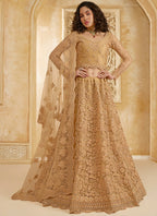 Vegaa Fashion Beige Net Thread Work Wedding Lehenga