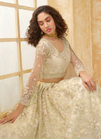 Vegaa Fashion Off White Net Thread Work Wedding Lehenga