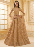 Vegaa Fashion Beige Net Thread Work Wedding Lehenga