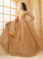 Vegaa Fashion Beige Net Thread Work Wedding Lehenga