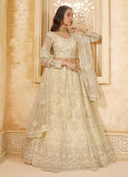 Vegaa Fashion Off White Net Thread Work Wedding Lehenga