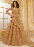 Vegaa Fashion Beige Net Thread Work Wedding Lehenga