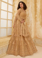 Vegaa Fashion Beige Net Thread Work Wedding Lehenga