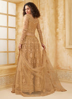 Vegaa Fashion Beige Net Thread Work Wedding Lehenga