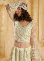Vegaa Fashion Off White Net Thread Work Wedding Lehenga