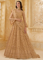 Vegaa Fashion Beige Net Thread Work Wedding Lehenga