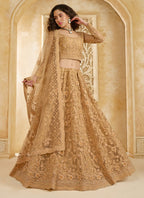 Vegaa Fashion Beige Net Thread Work Wedding Lehenga