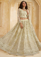 Vegaa Fashion Off White Net Thread Work Wedding Lehenga