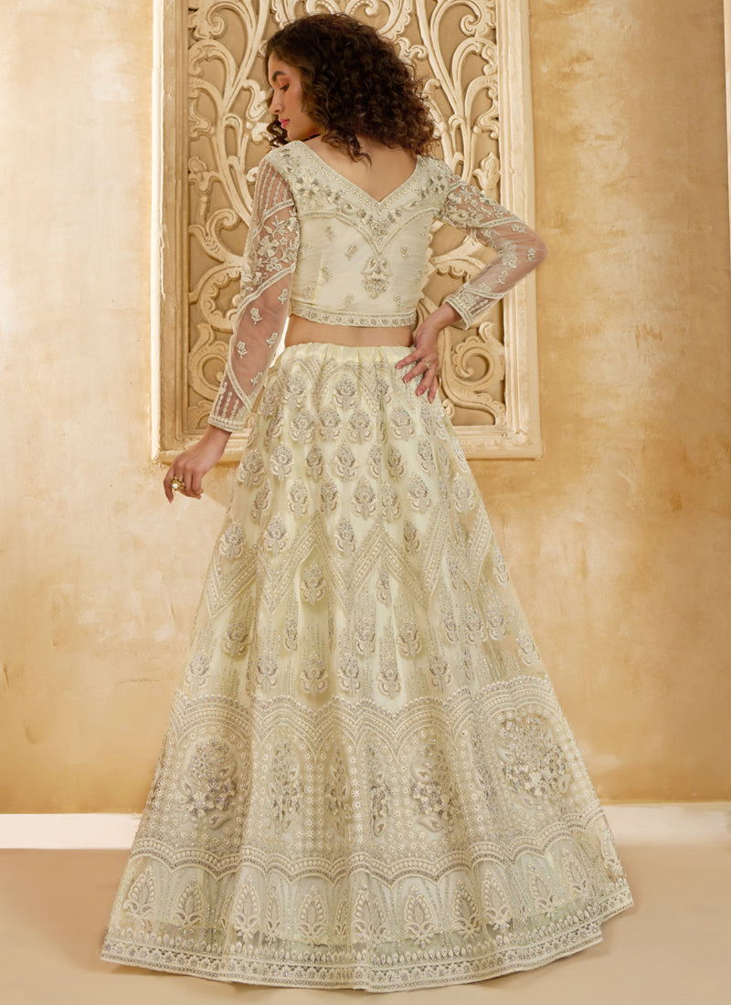 Vegaa Fashion Off White Net Thread Work Wedding Lehenga