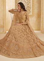 Vegaa Fashion Beige Net Thread Work Wedding Lehenga