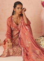 Vegaa Fashion Rust Silk Zari Fancy Embroidered Designer Suit For Wedding - Distacart