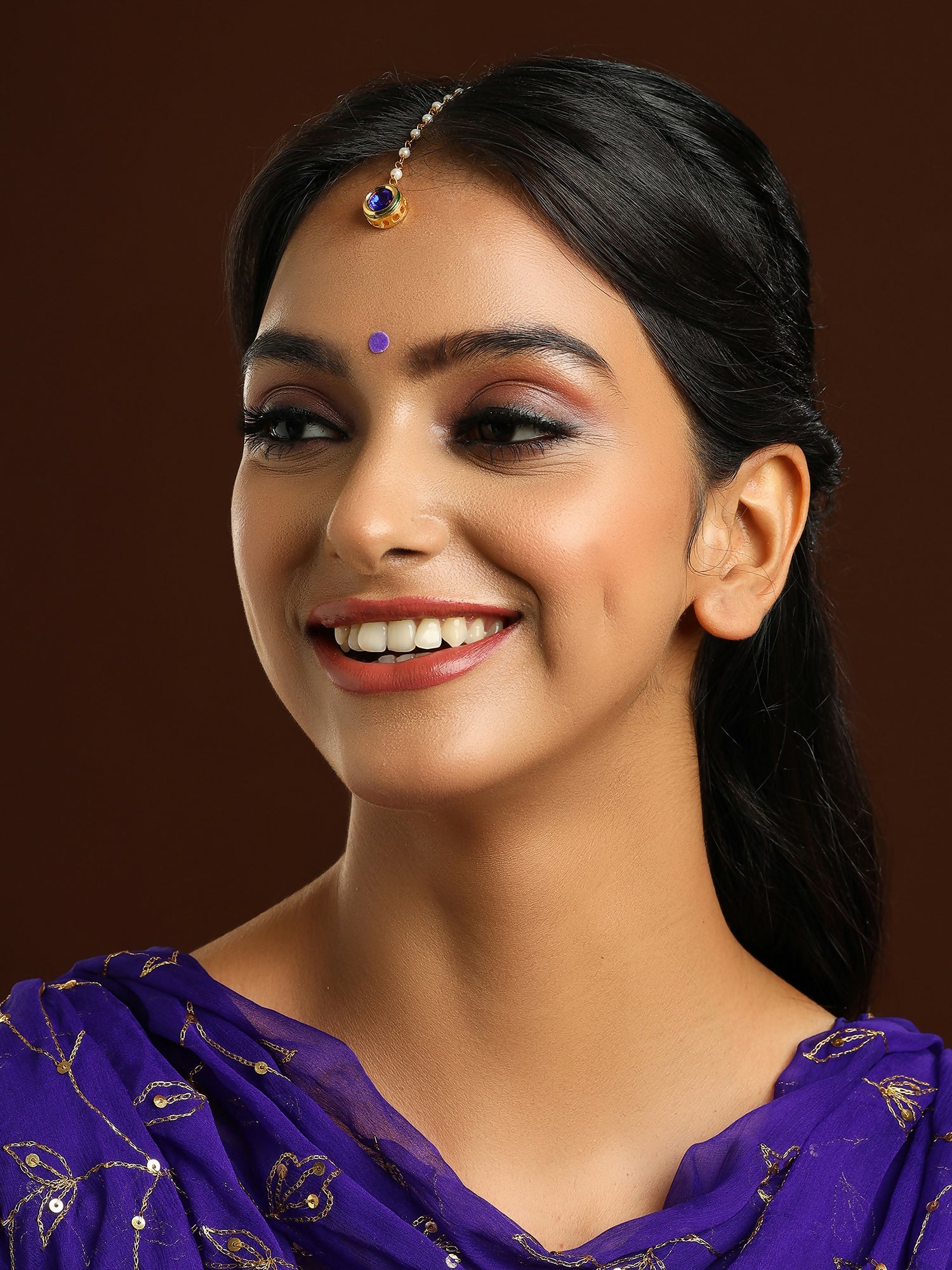 Ruby Raang Blue Meenakari Kundan Maang Tikka - Distacart